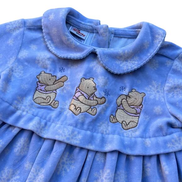 The Disney Store Classic Pooh Snowflake Velour Dress Kids Sz 3T - Picture 3 of 6